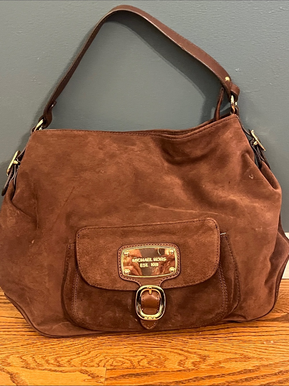 Michael Michael kors brown suede hobo shoulder bag